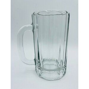 Libbey German Style Glass Beer Stein 14oz Super Mug 10 Panel Vintage Barware